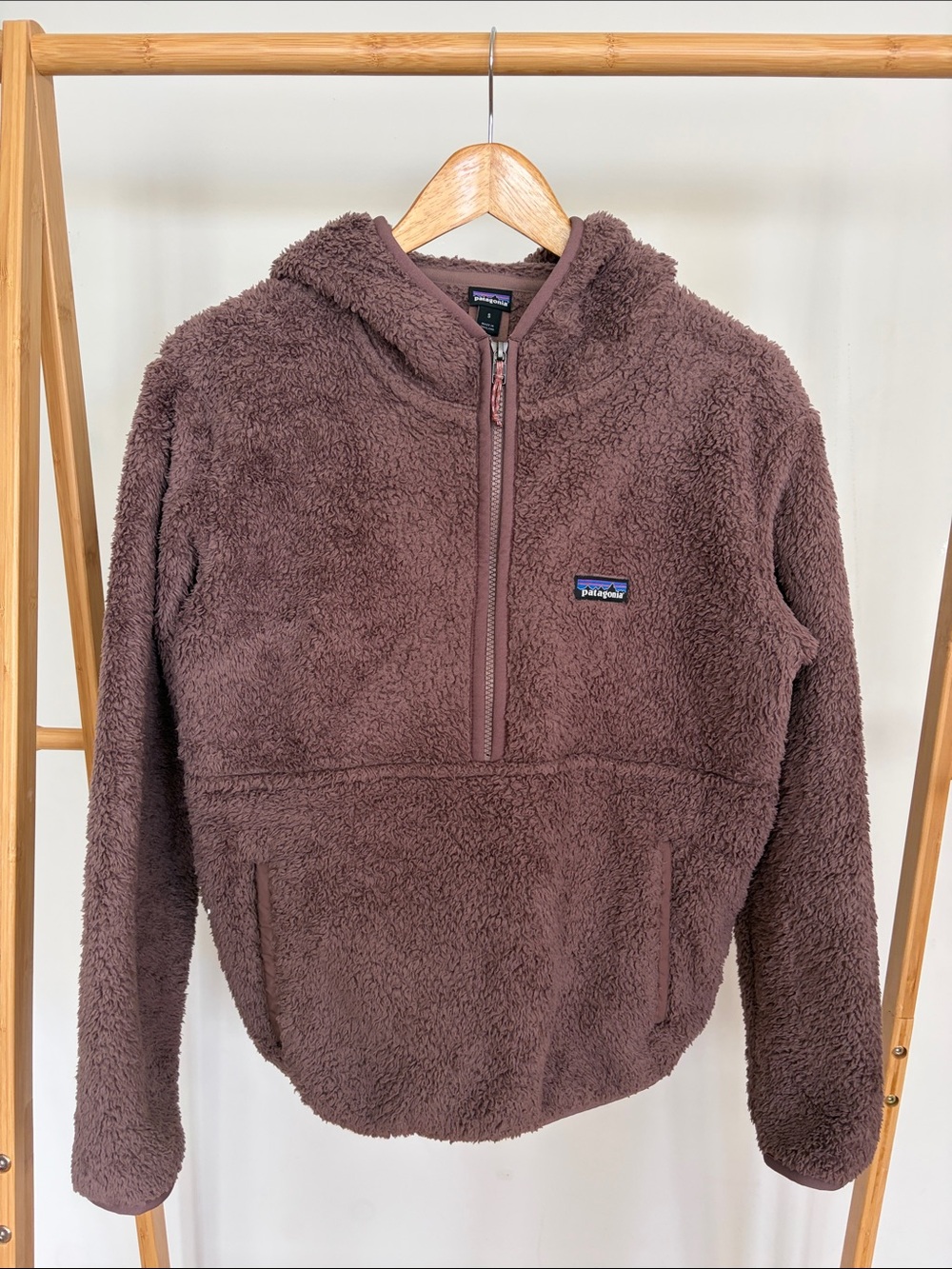 Patagonia Brown Plush Half-Zip Fleece Hoodie